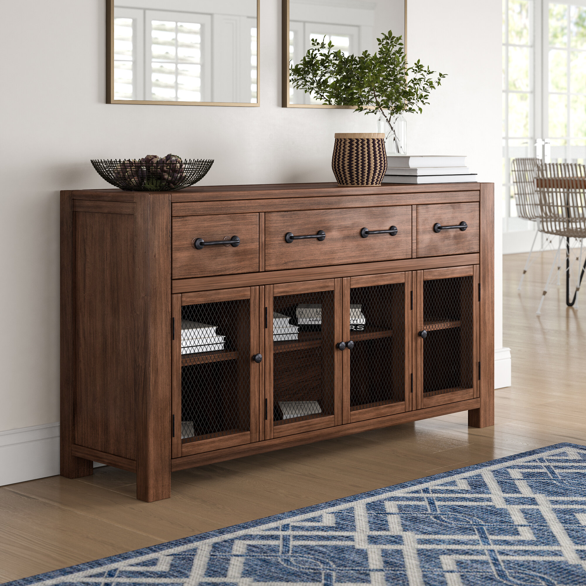 Mistana Trevion 61 Wide 3 Drawer Mahogany Solid Wood Buffet Table Reviews Wayfair