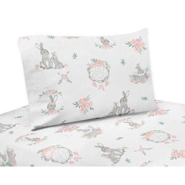 Flat Sheet & Fitted Sheet & Pillowcase Natural Hypoallergenic Bedding Set J-pinno Girls Cute Rabbit Bunny Double Layer Muslin Cotton Bed Sheet Set Twin 21, Twin 