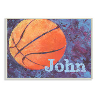 Stupell Industries Personalized Basketball With Painted Look Wall