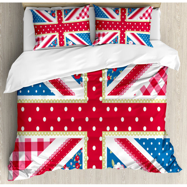 Ambesonne Shabby Elegance Cute British Flag Floral Style Retro Polka Dots Country Culture Inspired Duvet Cover Set Wayfair