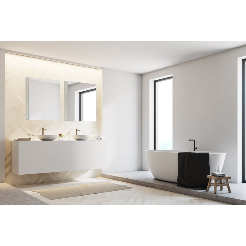 Orren Ellis Sofiya 24 X 24 Recessed Or Surface Mount Frameless Medicine Cabinet With 2 Adjustable Shelves Reviews Wayfair