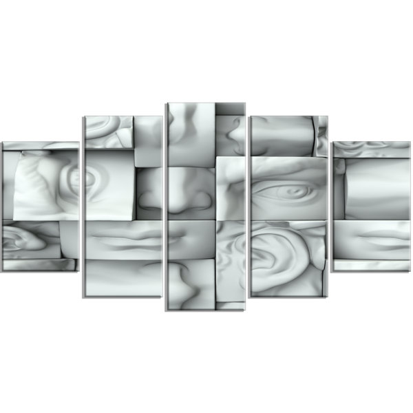 Designart Abstract White Blocks Graphic Art Print Multi Piece