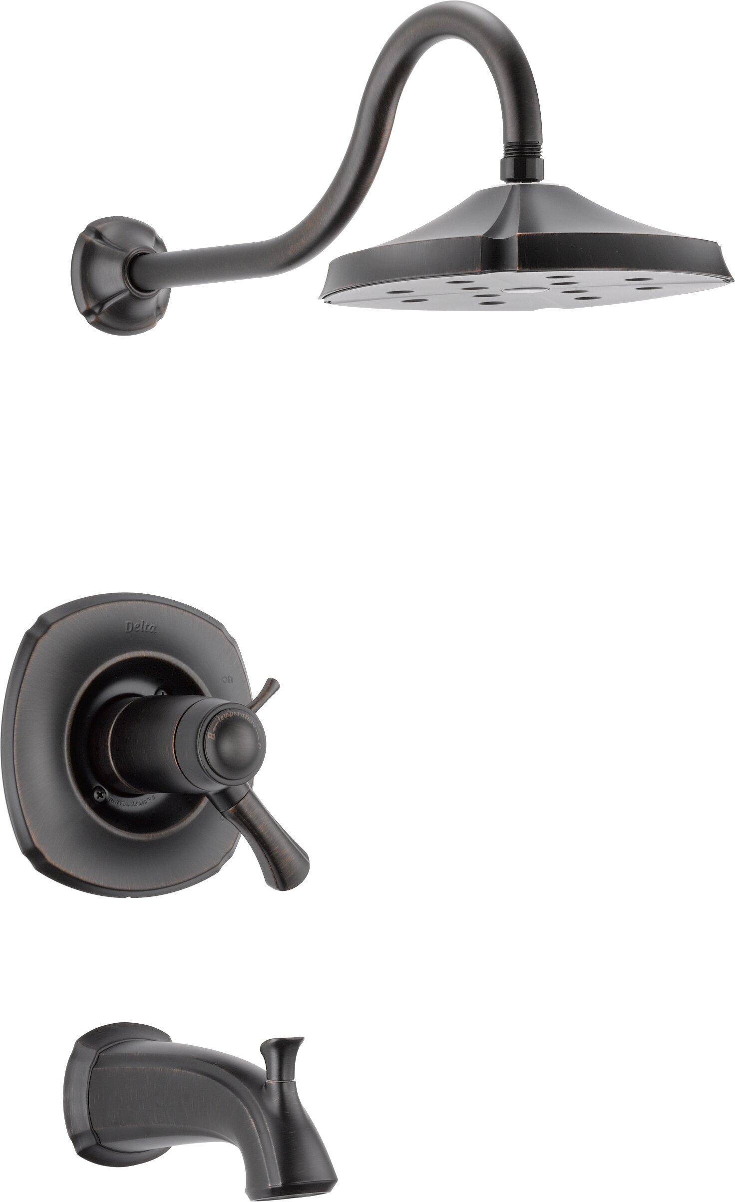 T17T492 CZ Delta Addison Diverter Tub And Shower Faucet Trim With Lever   Addison Diverter Tub And Shower Faucet Trim With Lever Handles And Tempassure 