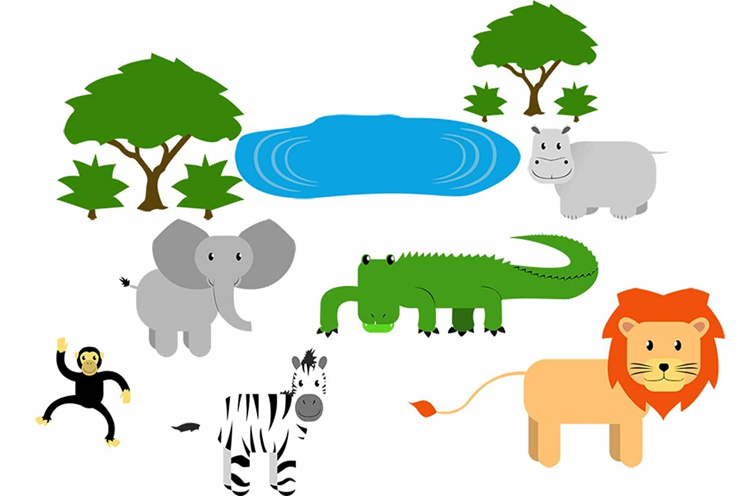 Nursery Wall Art Stickers Safari Animals Jungle Nursery Decal Kids Childrens 