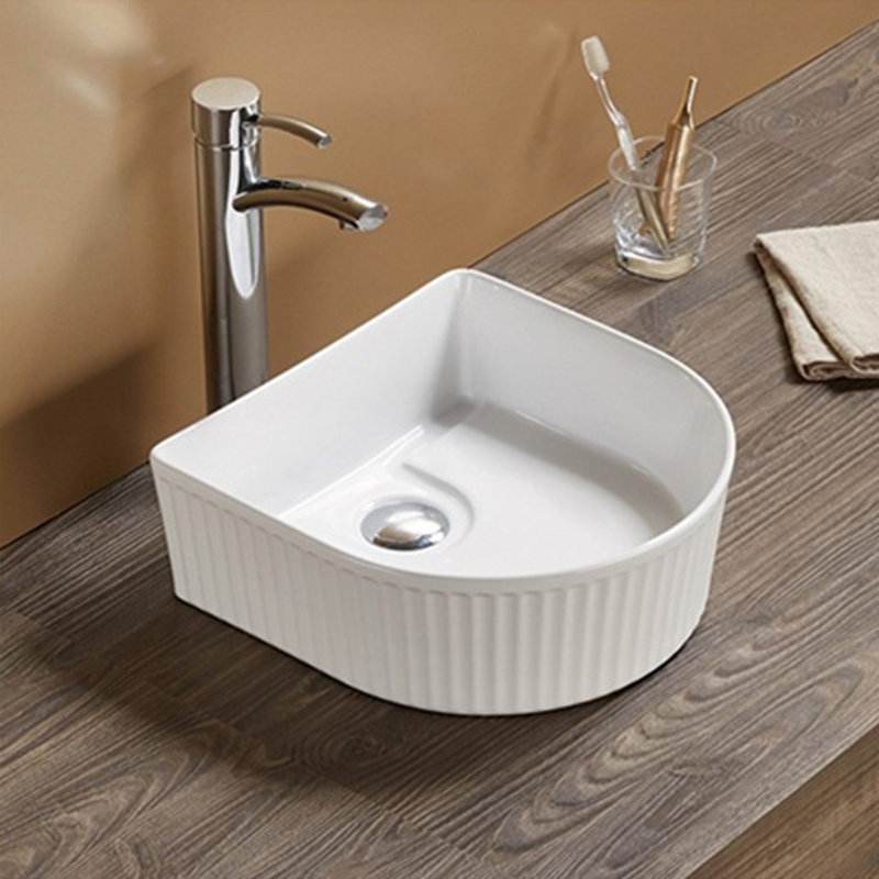 American Imaginations 13 85 In W Above Counter White Vessel For Wall Mount Wall Mount Drilling Wayfair