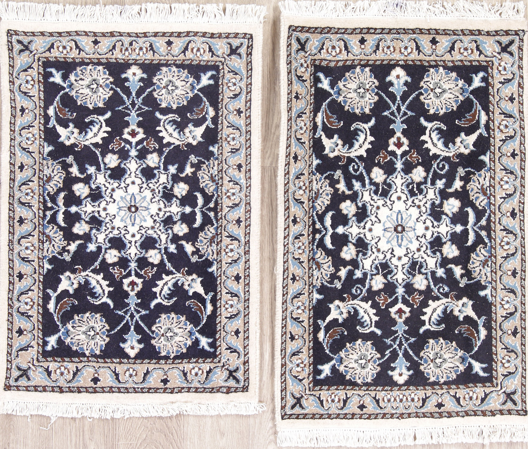 Worksop Pair Of Two Navy Blue Fl Nain Persian Style Wool Rug 3 0 X 1 10 Worksop Pair Of Two Navy Blue Fl Nain Persian Style Wool Rug 3 0 X 1 10
