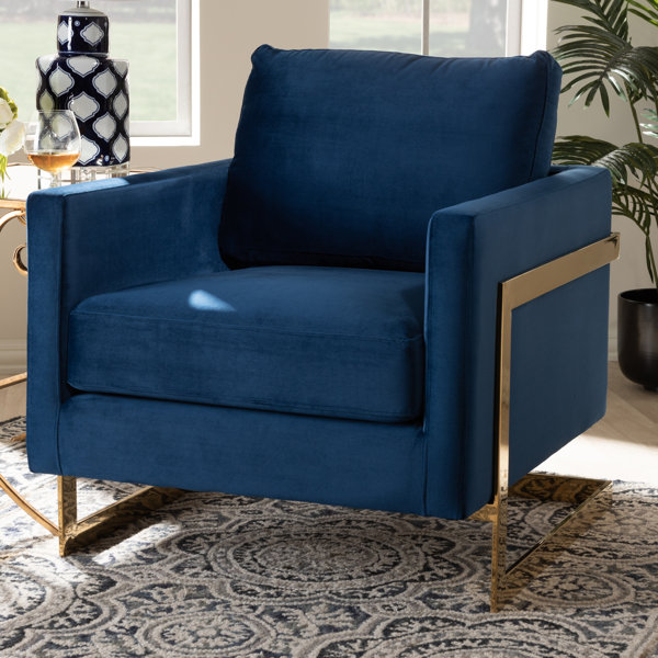 alex navy blue velvet accent chair