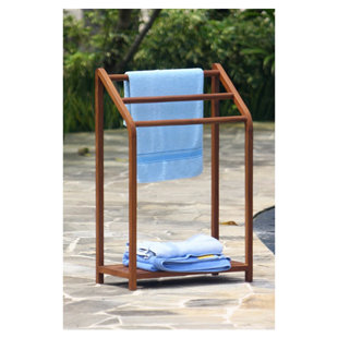 Pool Towel Rack Outdoor Wayfair Askins Teak Free Standing Towel Stand