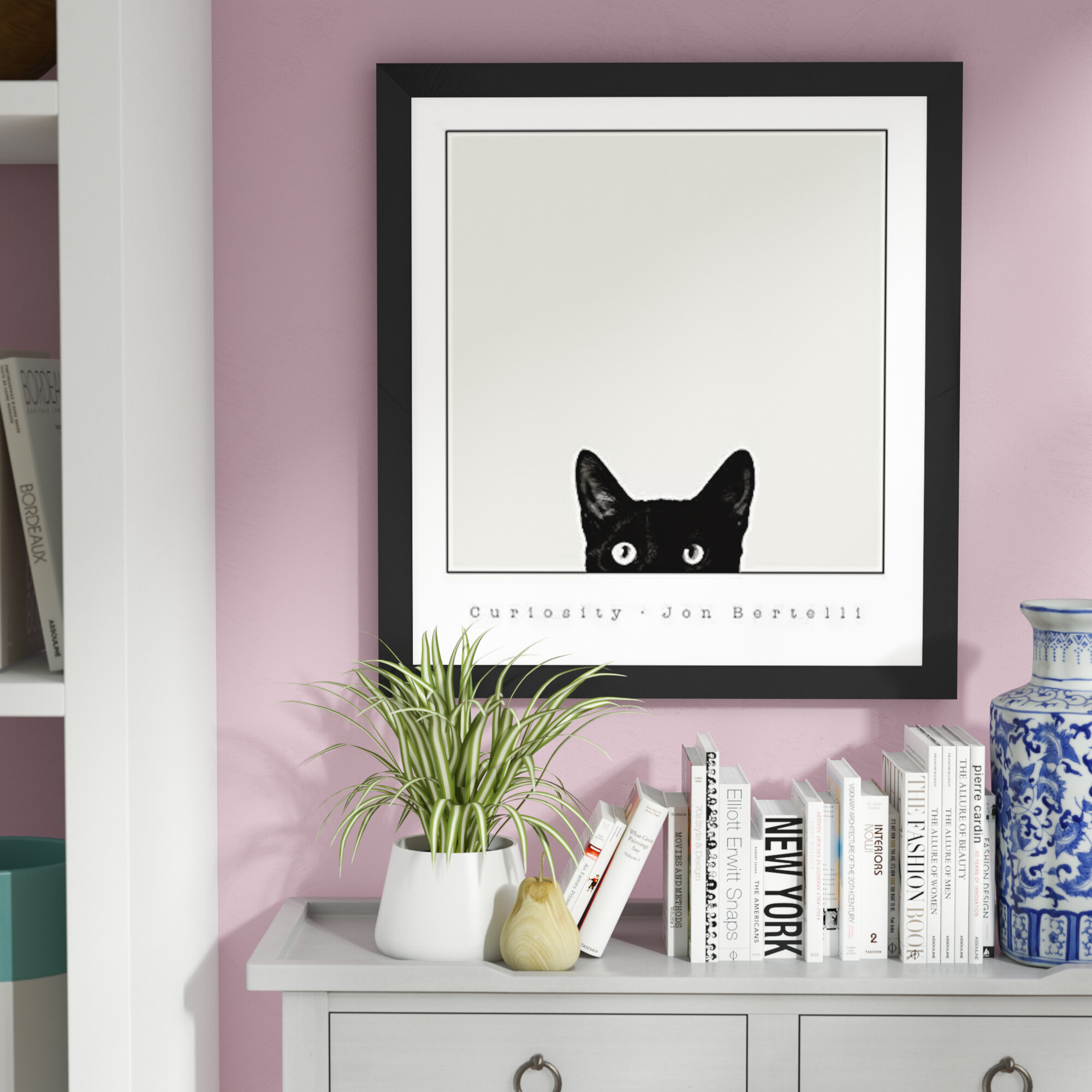 Latitude Run Curiosity Black Cat Framed Graphic Art On Canvas Print On Canvas Poster Reviews Wayfair