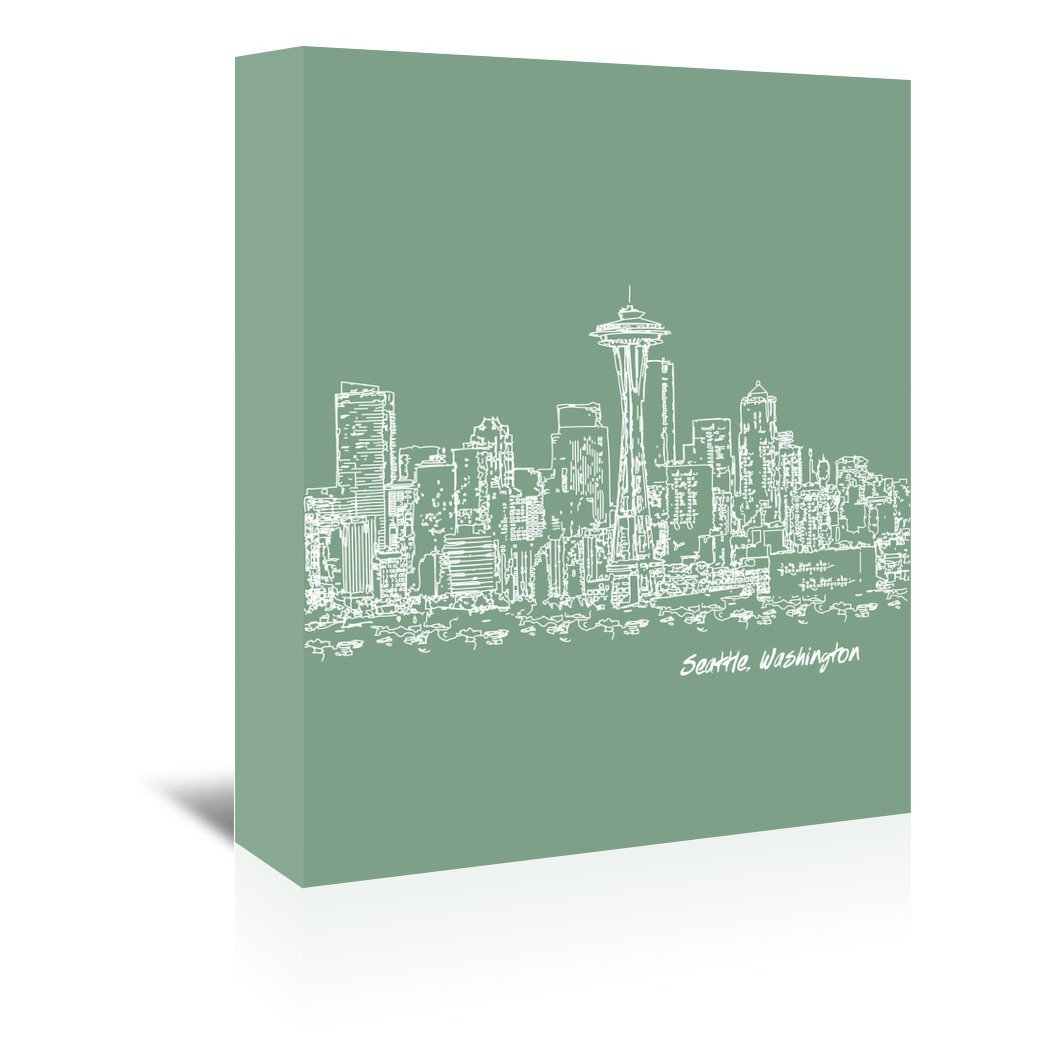 East Urban Home Skyline Seattle 6 Graphic Art On Wrapped Canvas In Green Wayfair