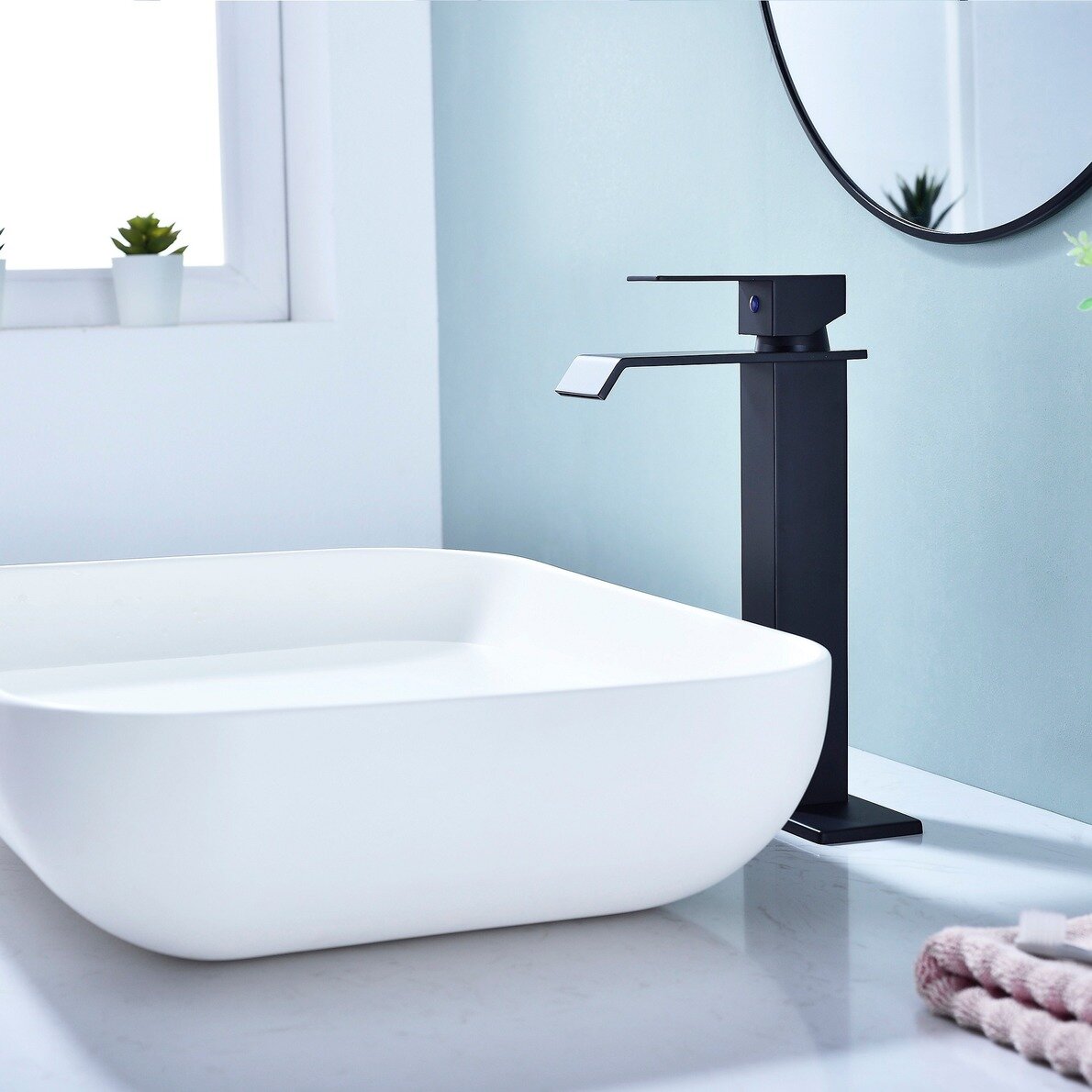 Details about   Black Bathroom Sink Faucet Hot &Cold Mixing Single Handle Vanity Basin Mixer Tap 