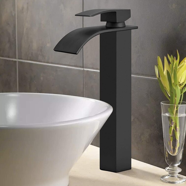 Deck Mount Bathroom Basin Faucet Single Handle Waterfall Spout Sink Faucet Brass 
