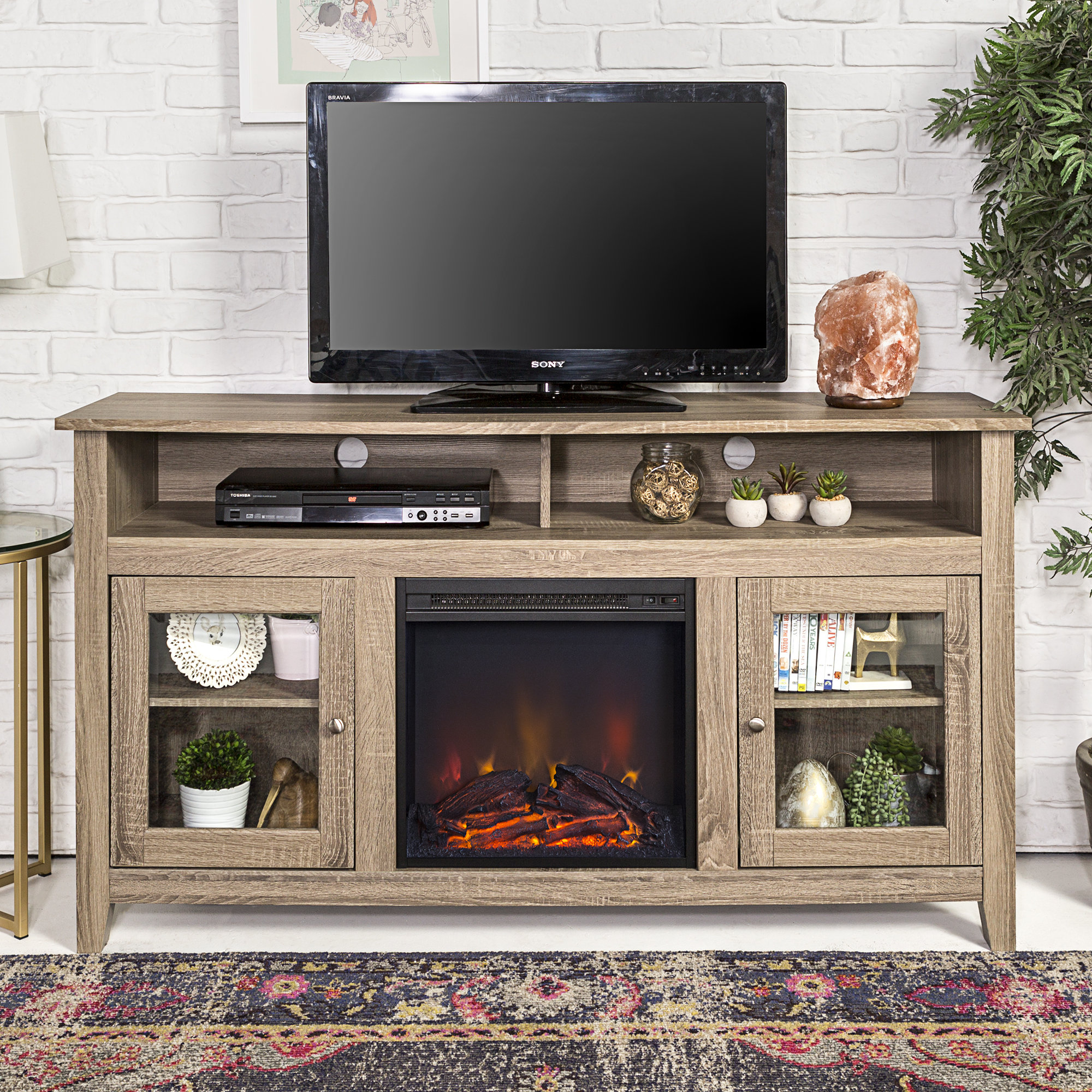 Zipcode Design Kohn 58 Tv Stand With Fireplace Reviews Wayfair