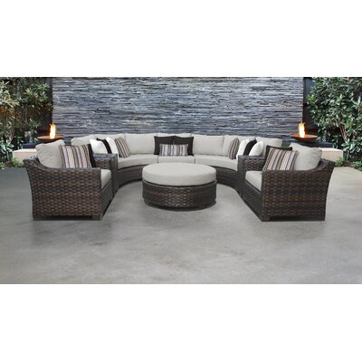 River Brook 8 Piece Outdoor Rattan Sectional Seating Group with Cushions Red Barrel Studio® Cushion Color: Truffle