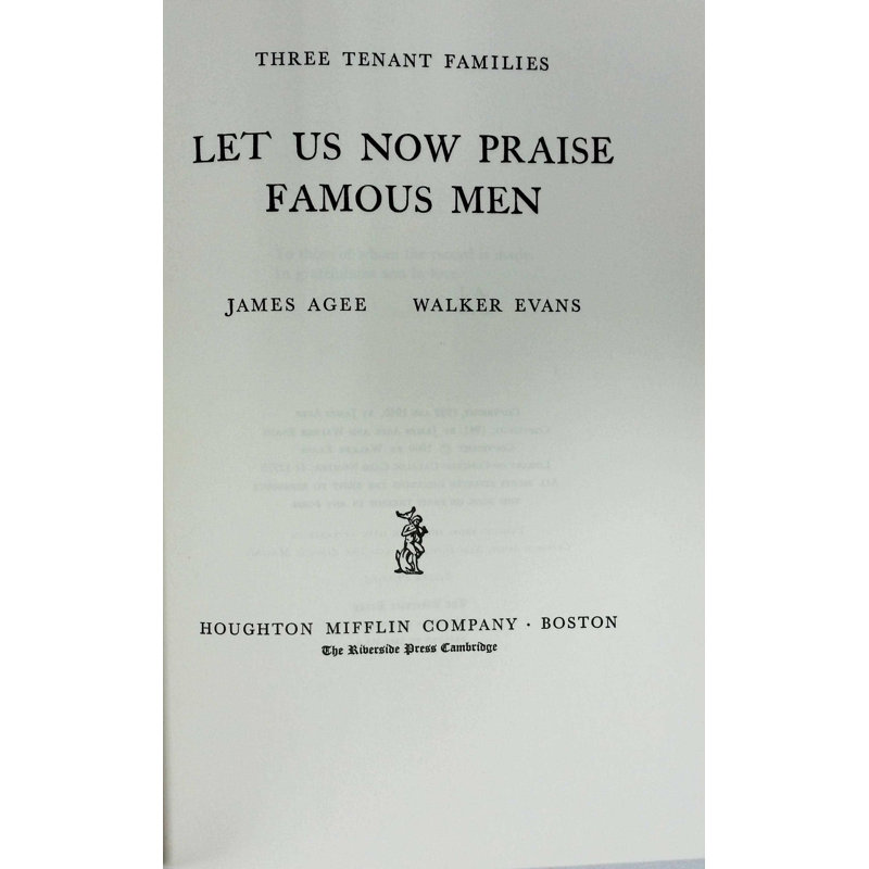 Booth Williams Rare And Collectible 1960 Let Us Now Praise Famous Men By James Agee And Walker Evans Authentic Decorative Book Wayfair