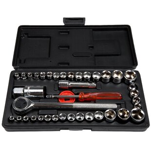 Red Trintion 3Pcs Ratchet Socket Wrench Set 1/4 3/8 1/2 Drive Ratchet Wrench Tool Heavy Duty Drive Socket Wrench with Cushion Grip Handle Lock Socket Quick Lever Release Car Repair
