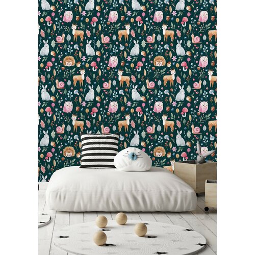 Uniqstiq Fairy Forest With Animals And Plants Paintable Wall Mural