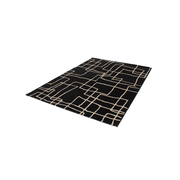 Brayden Studio Flachgewebe-Teppich Swanger in Schwarz ...