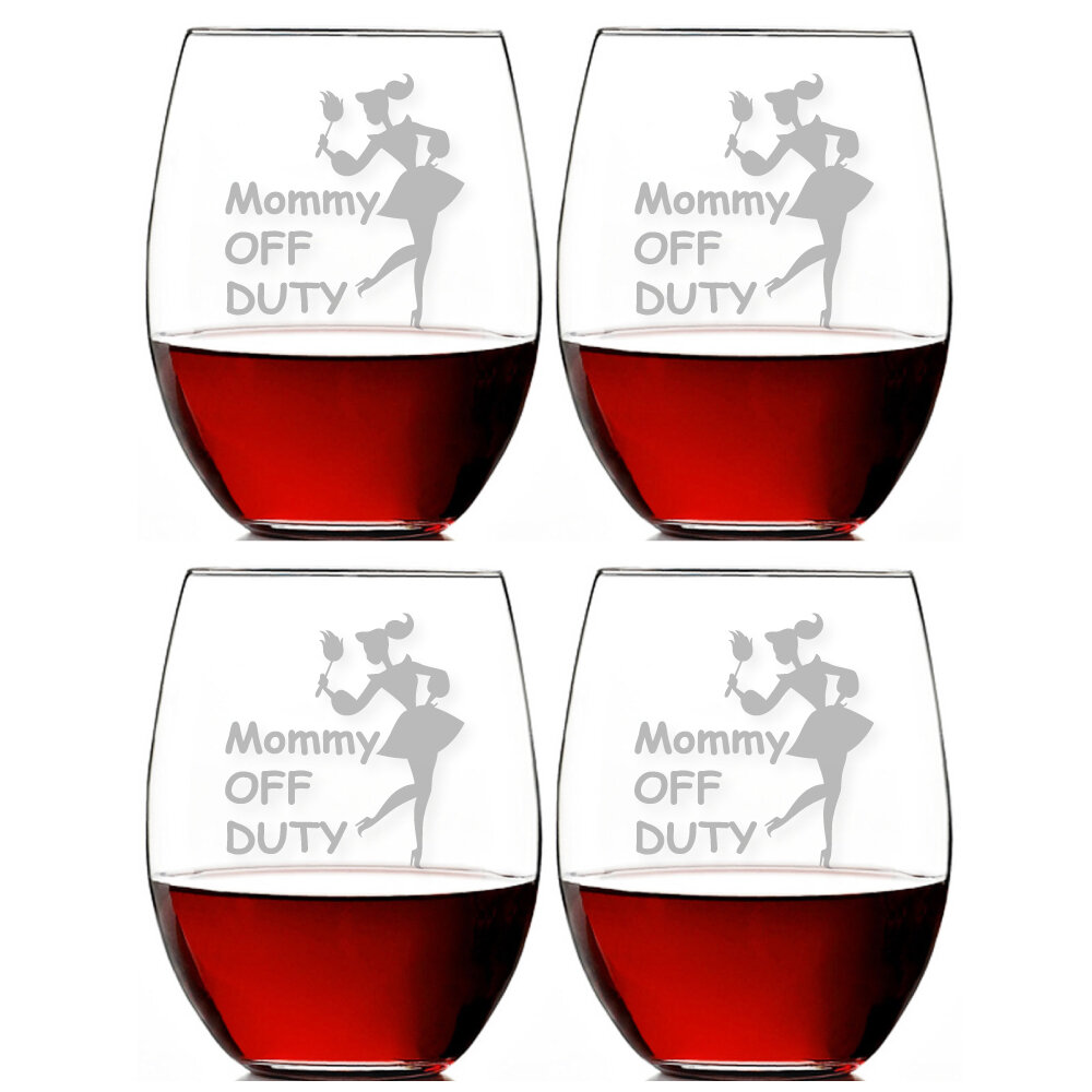 mom off duty wine glass