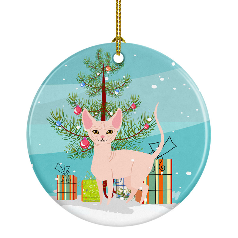 The Holiday Aisle Sphynx Cat Merry Christmas Tree Ceramic Holiday
