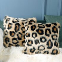 Faux Fur Fleece Cushion Covers leopard Animal Print 45x45 Case Warm Winter Cuddl