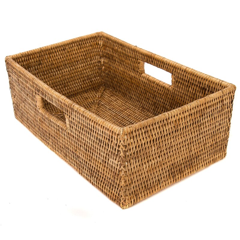 Gracie Oaks Hand Woven Rectangular Rattan Basket & Reviews 