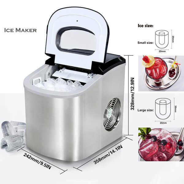 ADT 26 Lb. lb. Daily Production Bullet Clear Ice Portable Ice Maker ...