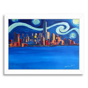 East Urban Home Starry Night In Venice Italy San Marco With Lion Framed Painting Print Wayfair