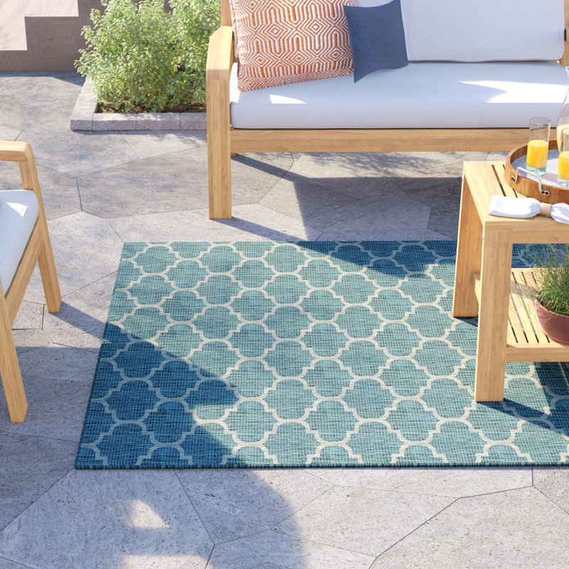 Sol 72 Outdoor Delray Teal Indoor Outdoor Area Rug Reviews