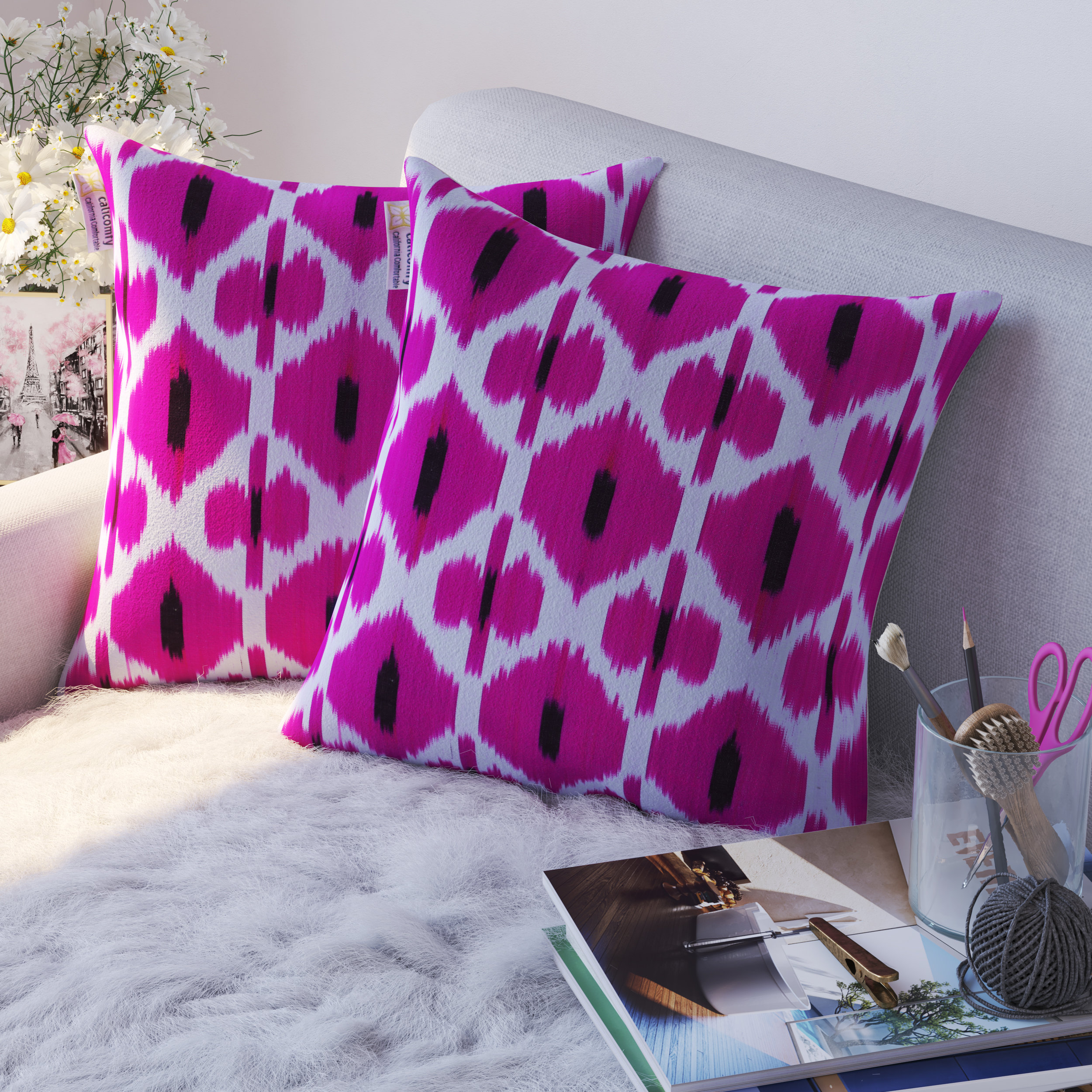 Handmade Luxury Decorative Square Silk Pillow Cover and