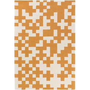 Hilda Beatrix Hand-Crafted Orange/White Area Rug