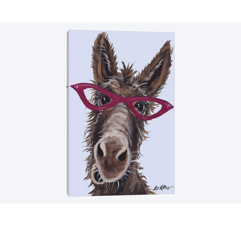 East Urban Home Donkey With Glasses On Gray By Hippie Hound