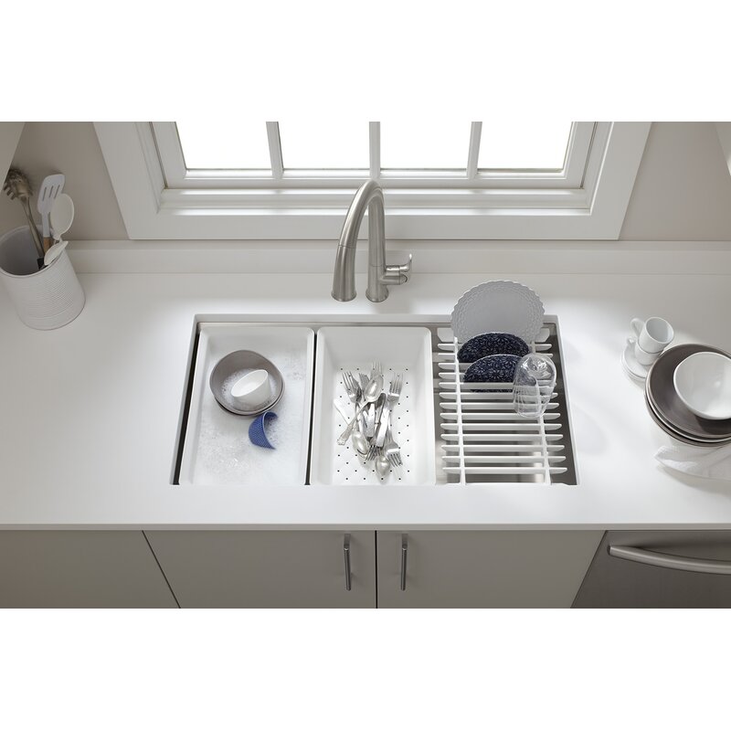 Prolific 33 L X 17 3 4 W X 11 Undermount Single Bowl Kitchen Sink With Accessories