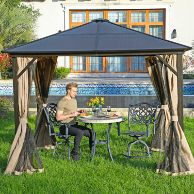 *incomplete missing box 1* 10 Ft. W x 10 Ft. D and 12 Ft. W x 10 Ft. D Patio Gazebo with Curtains