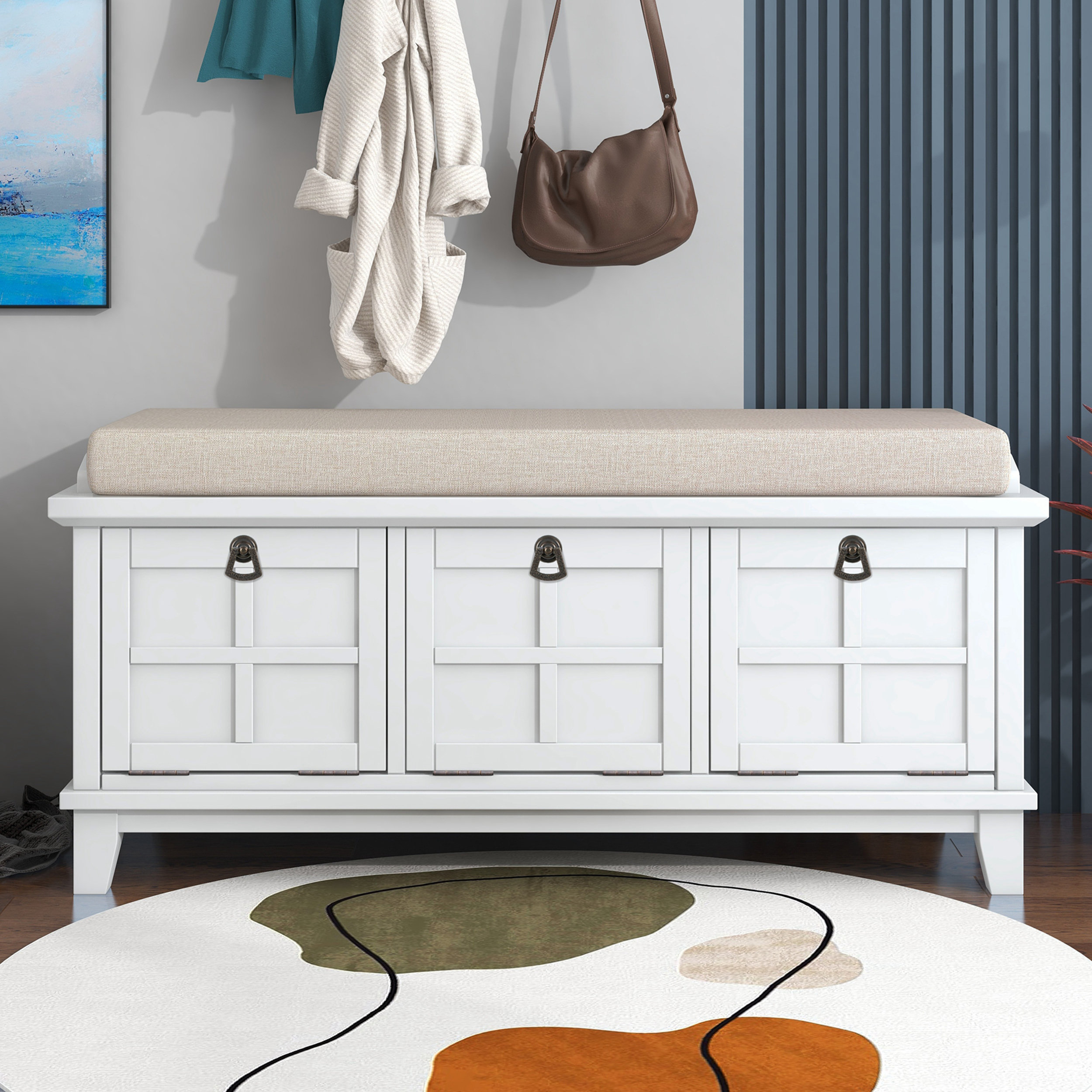 Canora Grey Descartes Upholstered Drawers Storage Bench | Wayfair