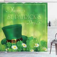 Shamrock Elf Cap St Patrick's Day Bathroom Fabric Shower Curtain & 12 Hook 71" 