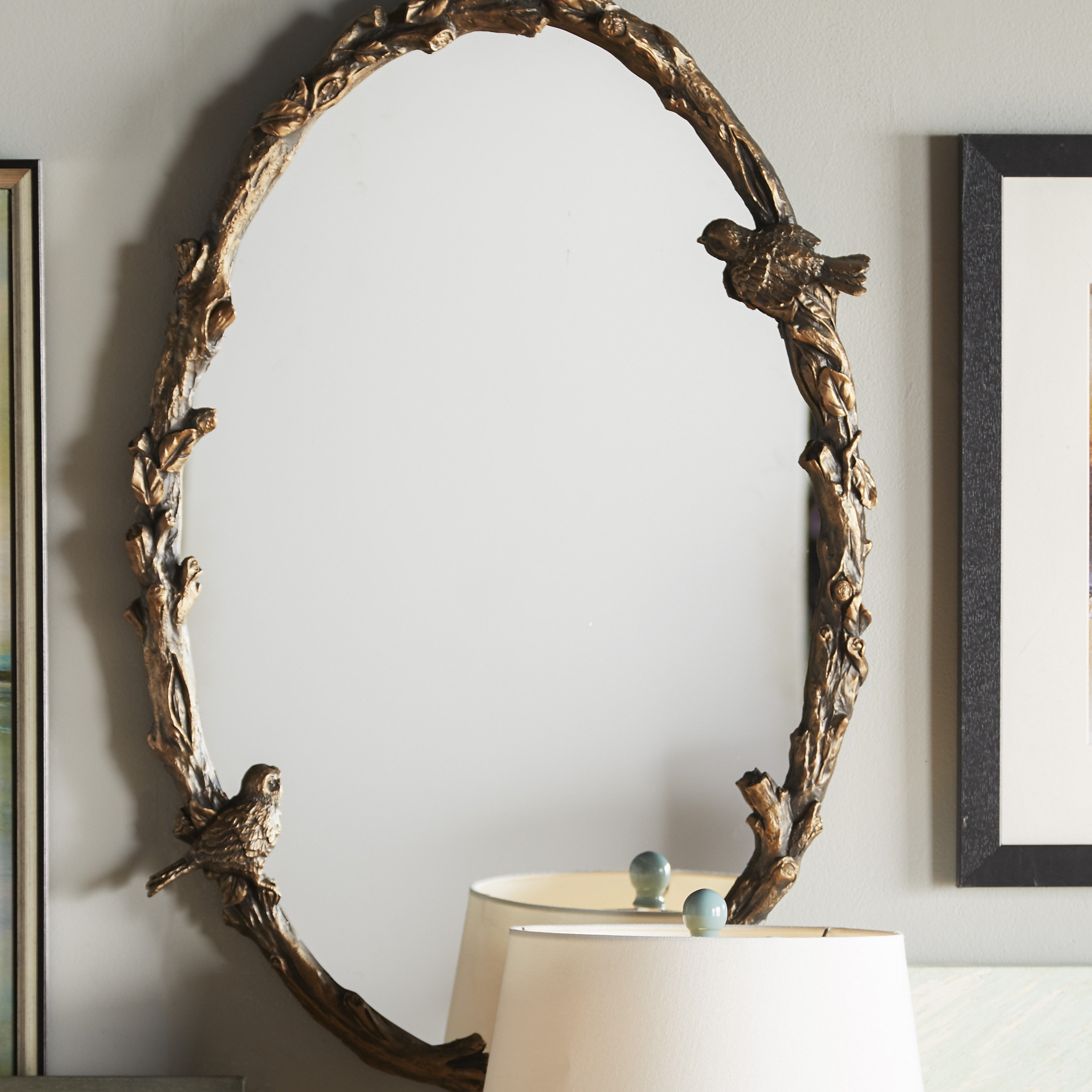 One Allium Way Eliana Oval Mirror In Antique Gold Leaf Reviews