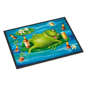 Frog Drinking Beer Doormat