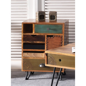 Jordyn 5 Drawer 1 Door End Table by Bungalow Rose