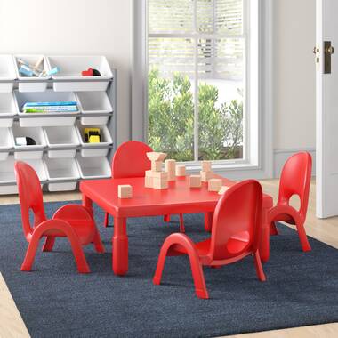 Zoomie Kids Seth Adjustable Plastic Kids 7 Piece Rectangular Table and Chair Set 
