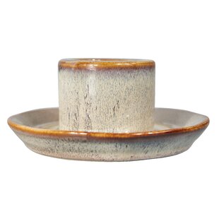 Stoneware Ceramic Modernist Cog Tea Light  Candle Holder \u2014 Matte White Glaze \u2014 Mitered Top