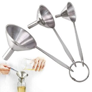 3PCS/Set Kitchen Filter Funnel Portable with Strainer Oil Stainless Steel Hopper