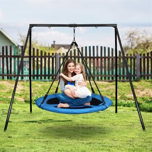 Color Blue and White Triangular Lines Baby Hanging Swing Chair Safe Sturdy Swing Seat Design for Infant Babies Modern Hammock Swing for Baby with Canvas Design Made of Wood and Polyester Fabric 