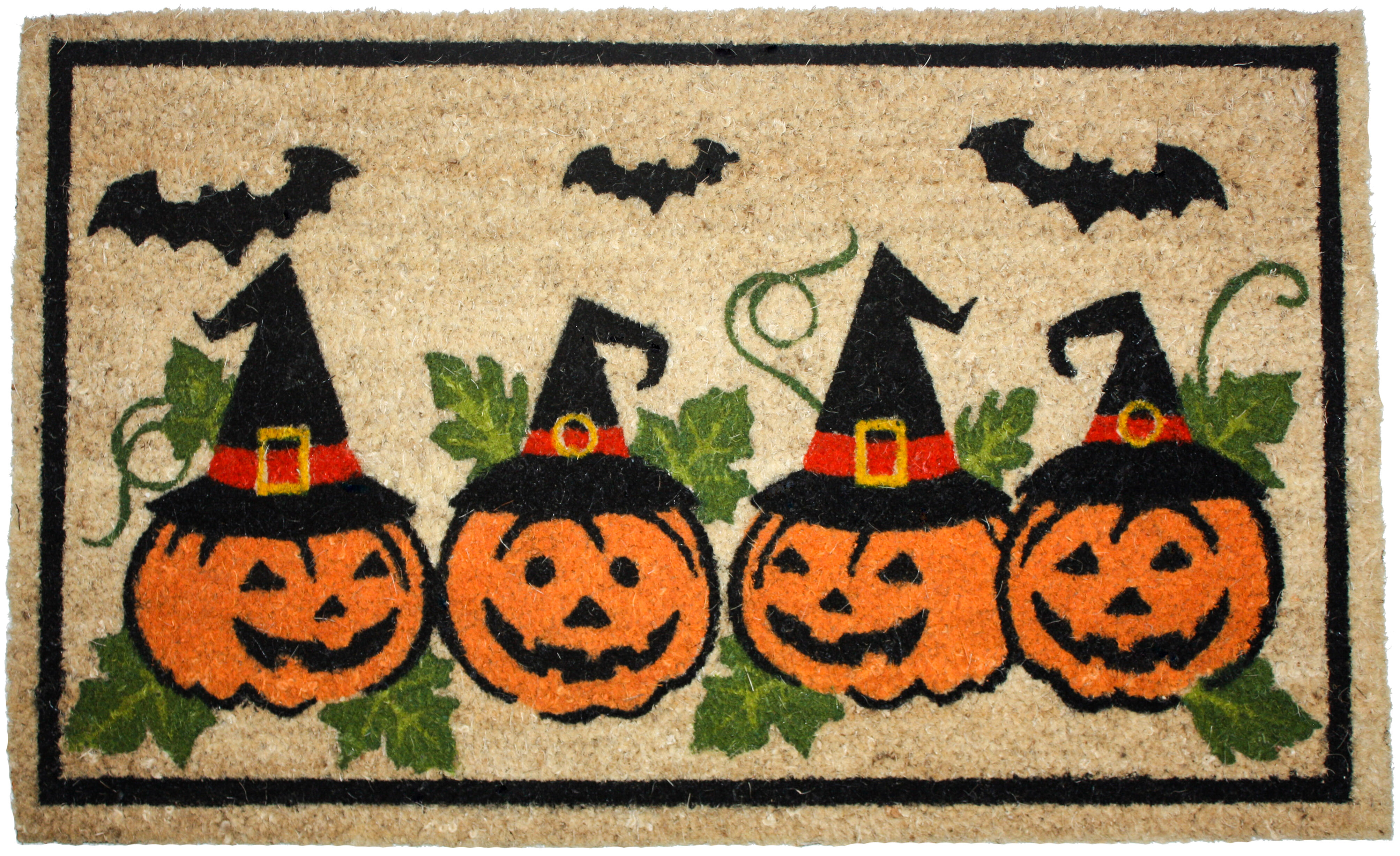 J&M Home Fashions Halloween Row of Pumpkins Doormat & Reviews | Wayfair