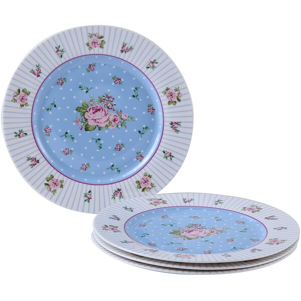 8inch Christmas Melamine Set of 4 Accent Plates Dessert Party or Sharing Plate 