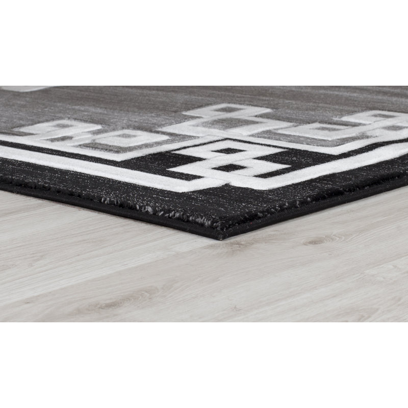 Mercer41 Burnam Power Loom Black Gray Rug Wayfair