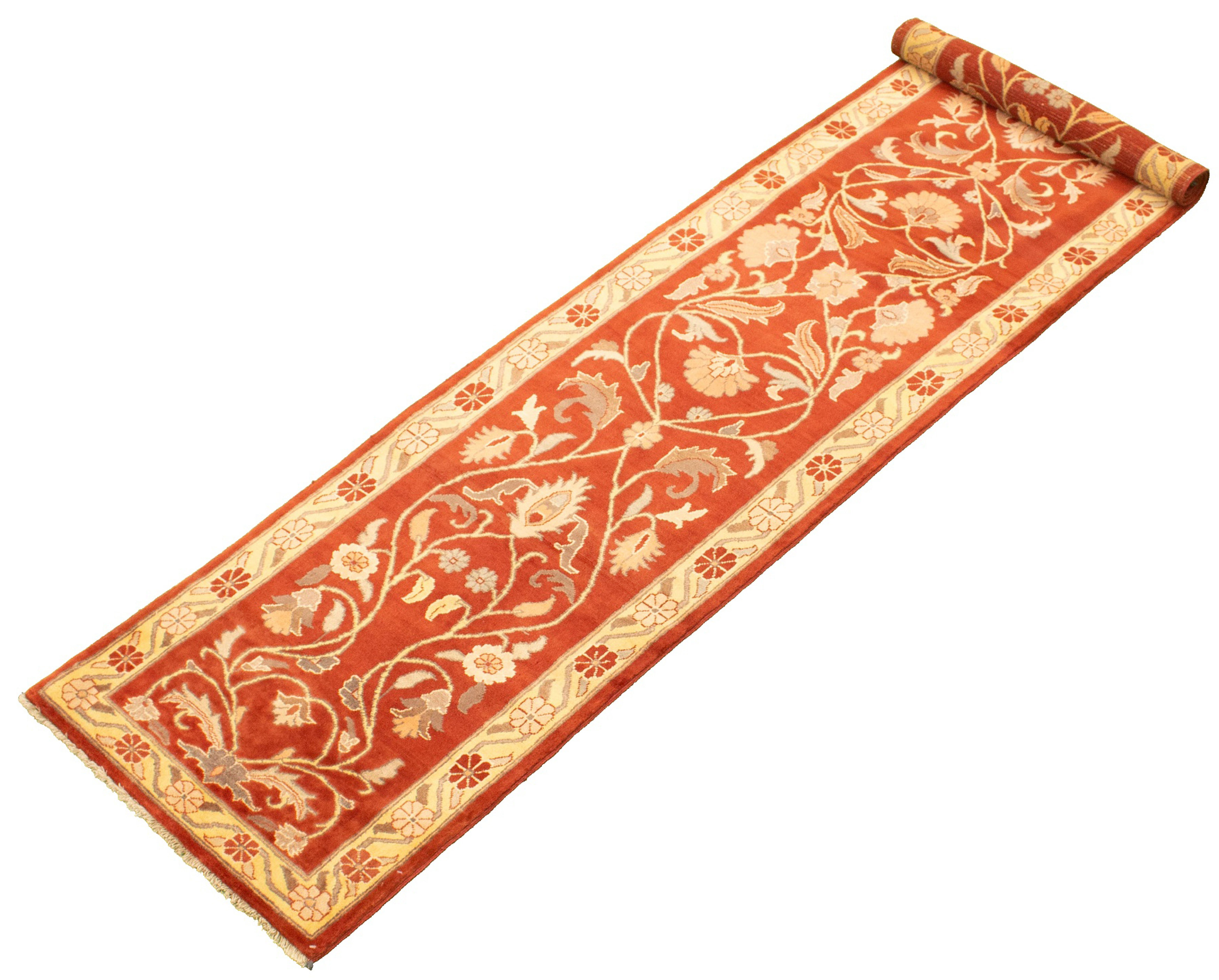 World Menagerie One Of A Kind Demirel Hand Knotted 2010s Ushak Dark Copper 2 10 X 12 7 Runner Wool Area Rug Wayfair