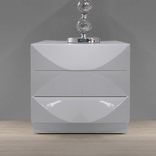 White High Gloss Nightstand Wayfair