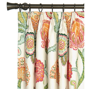 Portia Nature/Floral Semi-Sheer Pinch Pleat Single Curtain Panel
