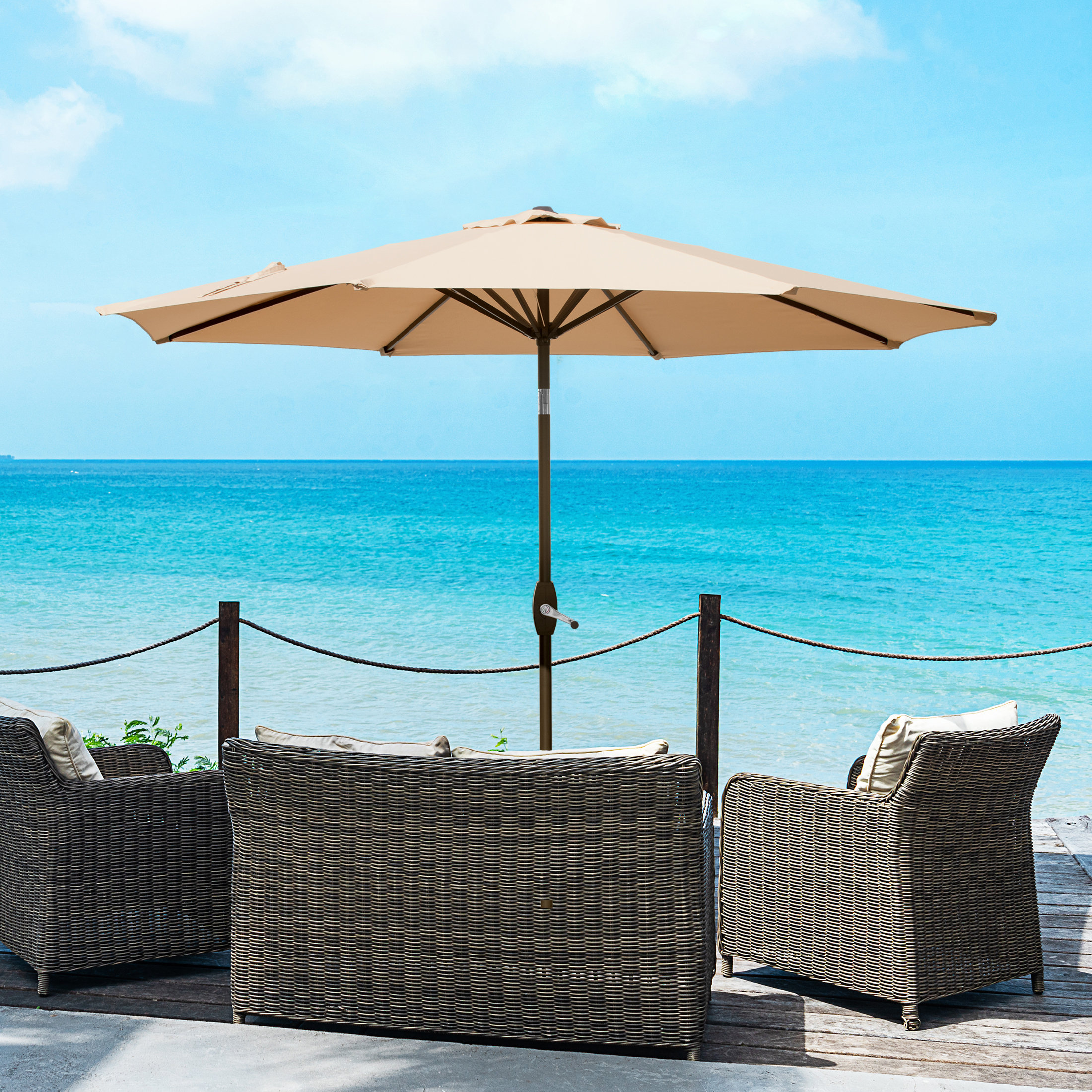 Garden Beach Patio Tilting Umbrella Parasol Sunshade and beach chair 